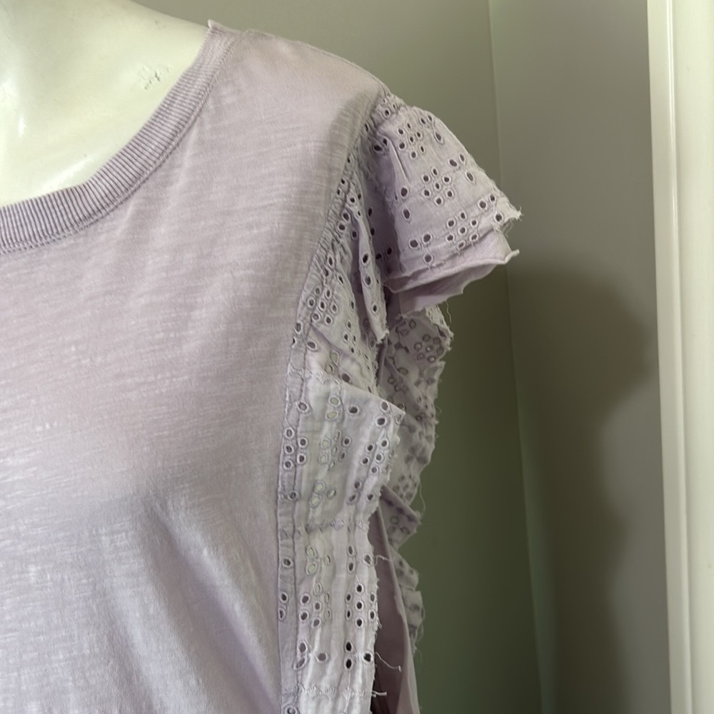 Anthropologie Pilcro Sustainable Ruffle Sleeved Tunic Top Lavender Sz S NEW - Picture 4 of 7